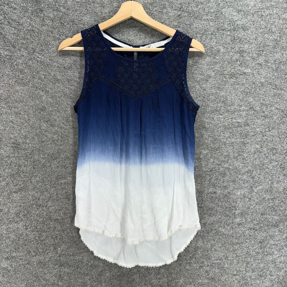 Jolt Blouse Women M Medium Blue Ombre Sleeveless Wide Strap Hook & Eye Casual